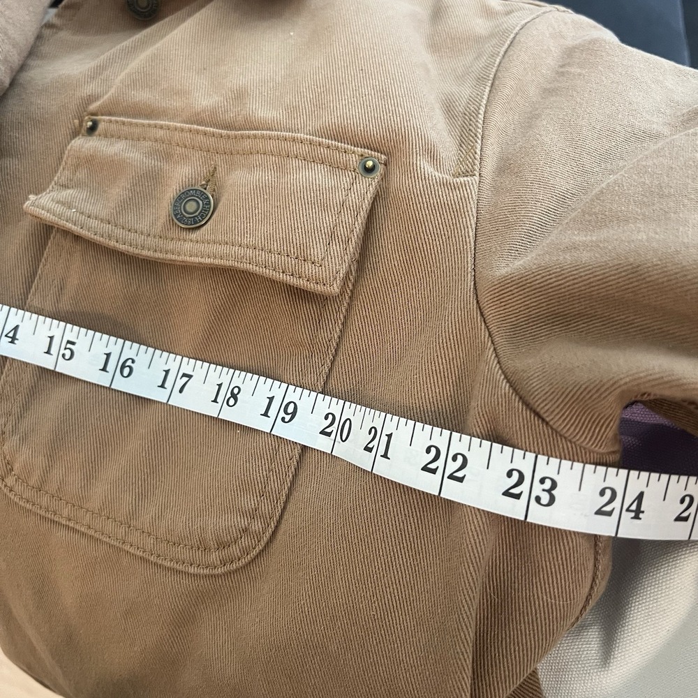Abercrombie & Fitch Barn Jacket Size Large 90s Brown Canvas Chore Coat Collar - Picture 3 of 13